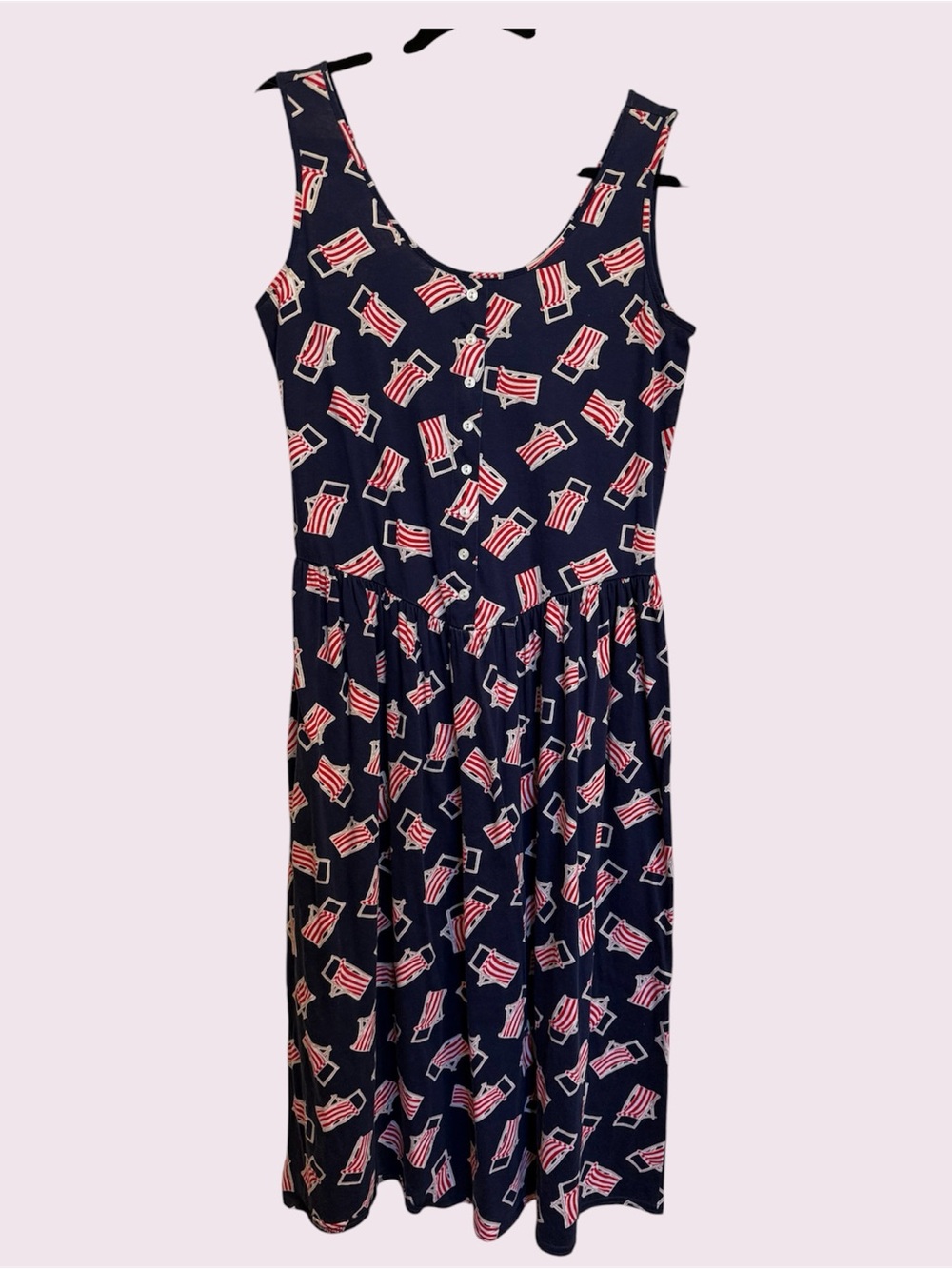 Lands’ End Medium Red/White/Blue Summer Print Tank Dress, Good Condition